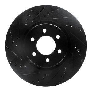Dodge Viper Brake Rotor (1) - Front Left - R1 Concepts - Drilled & Slotted - Black - `92-`02